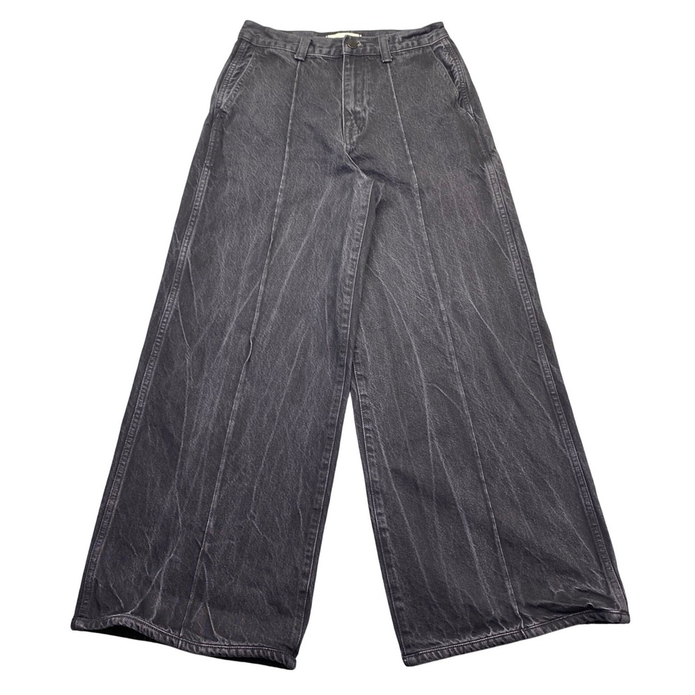 Madewell Superwide-Leg Jeans Faded Black NS905 Size 26 High Rise Baggy Denim